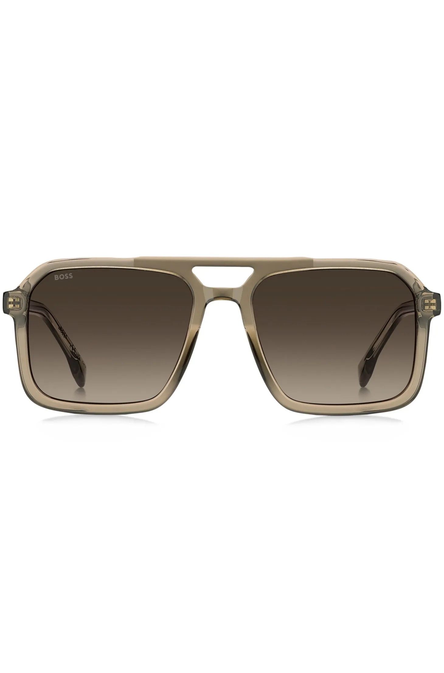 Sonnenbrille in transparentem Braun mit Logo-Details