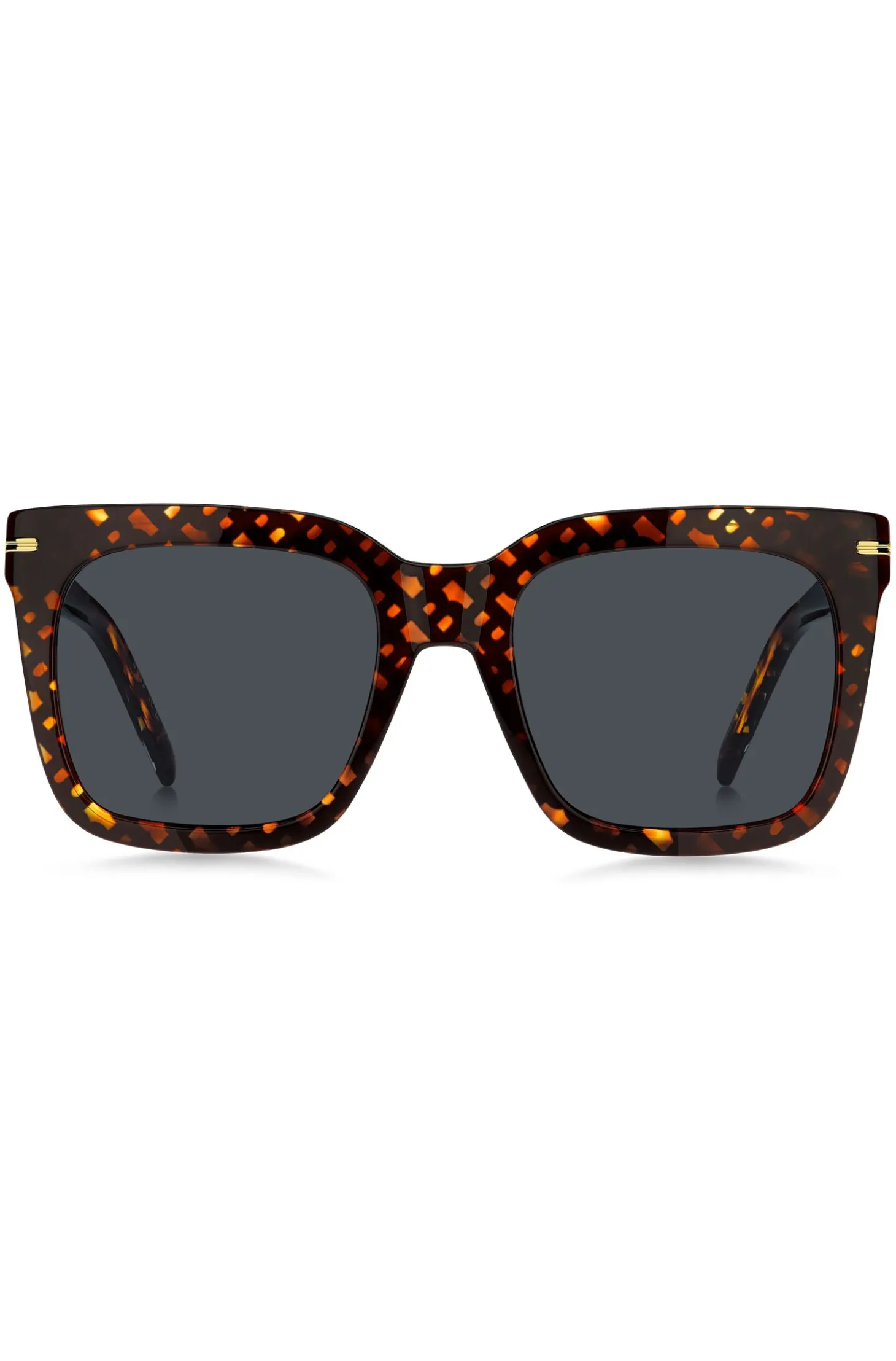 Sonnenbrille mit goldfarbenen Metalldetails und Monogramm-Muster