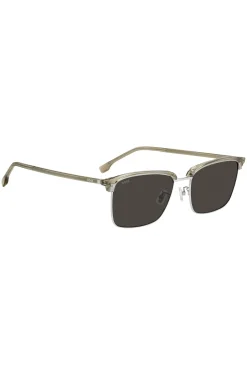 Sonnenbrille mit Titanbügeln und lasergravierten Logos