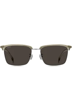 Sonnenbrille mit Titanbügeln und lasergravierten Logos