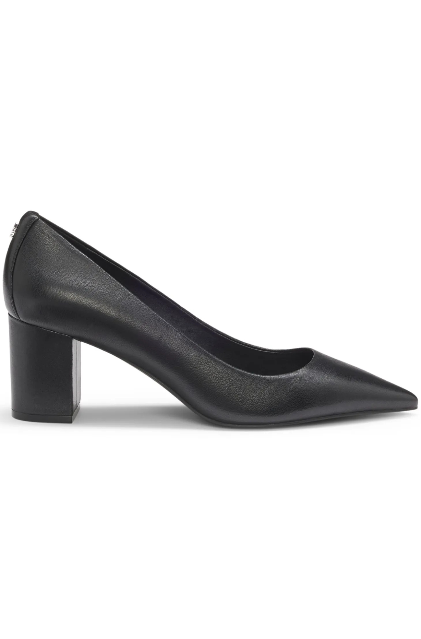 Spitze Pumps aus Nappaleder mit grobem Absatz