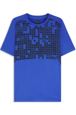 Sportives Slim-Fit T-Shirt aus bedrucktem Stretch-Mesh