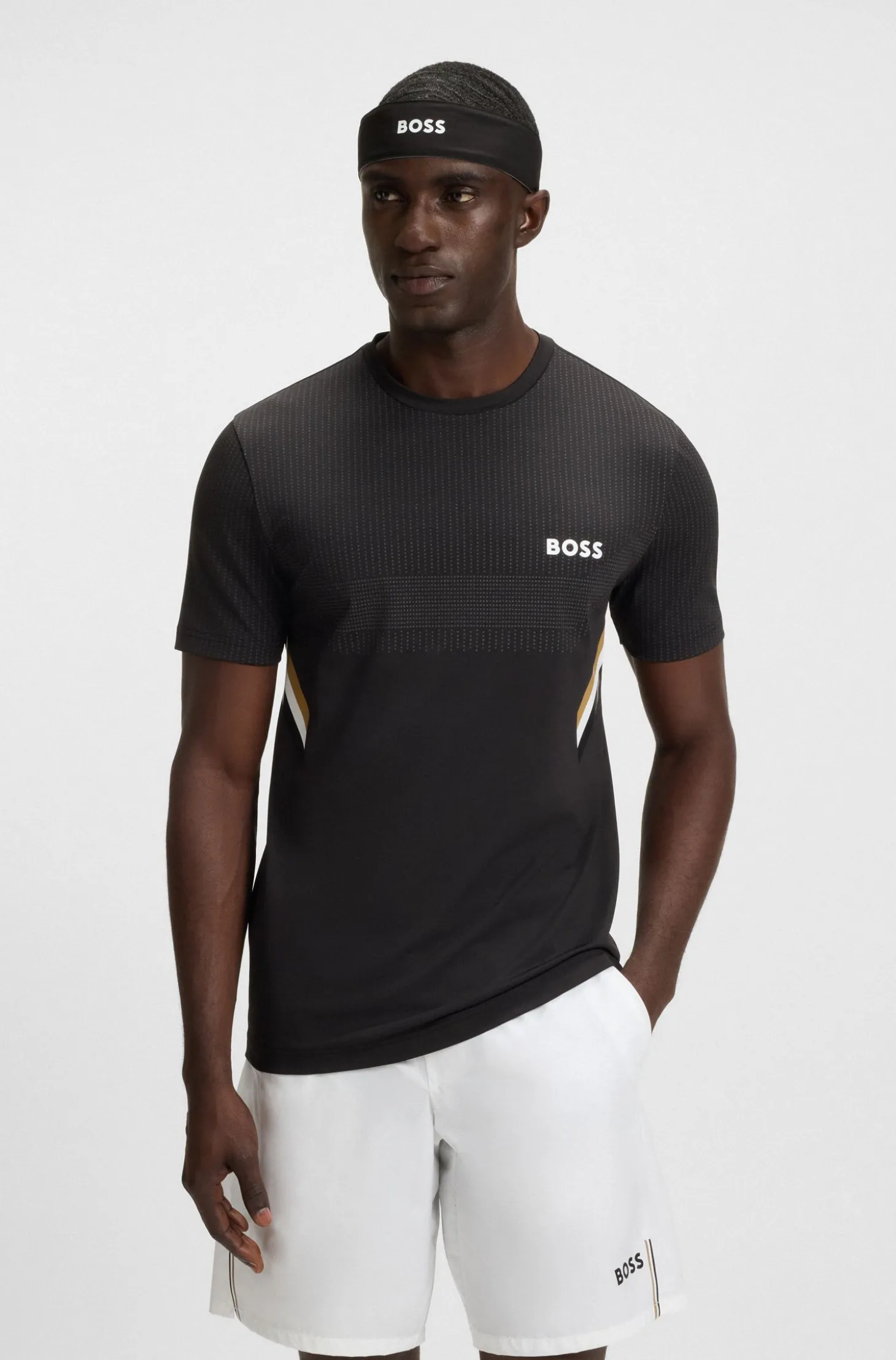 Sport-Stirnband aus Stretch-Twill mit Logo-Print