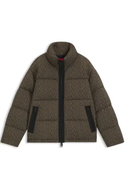 Steppjacke mit Zopfmuster-Struktur