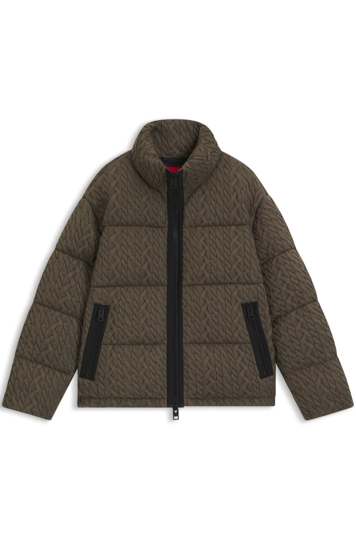 Steppjacke mit Zopfmuster-Struktur