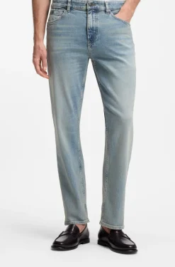 Straight-Fit Jeans aus blauem Stretch-Denim