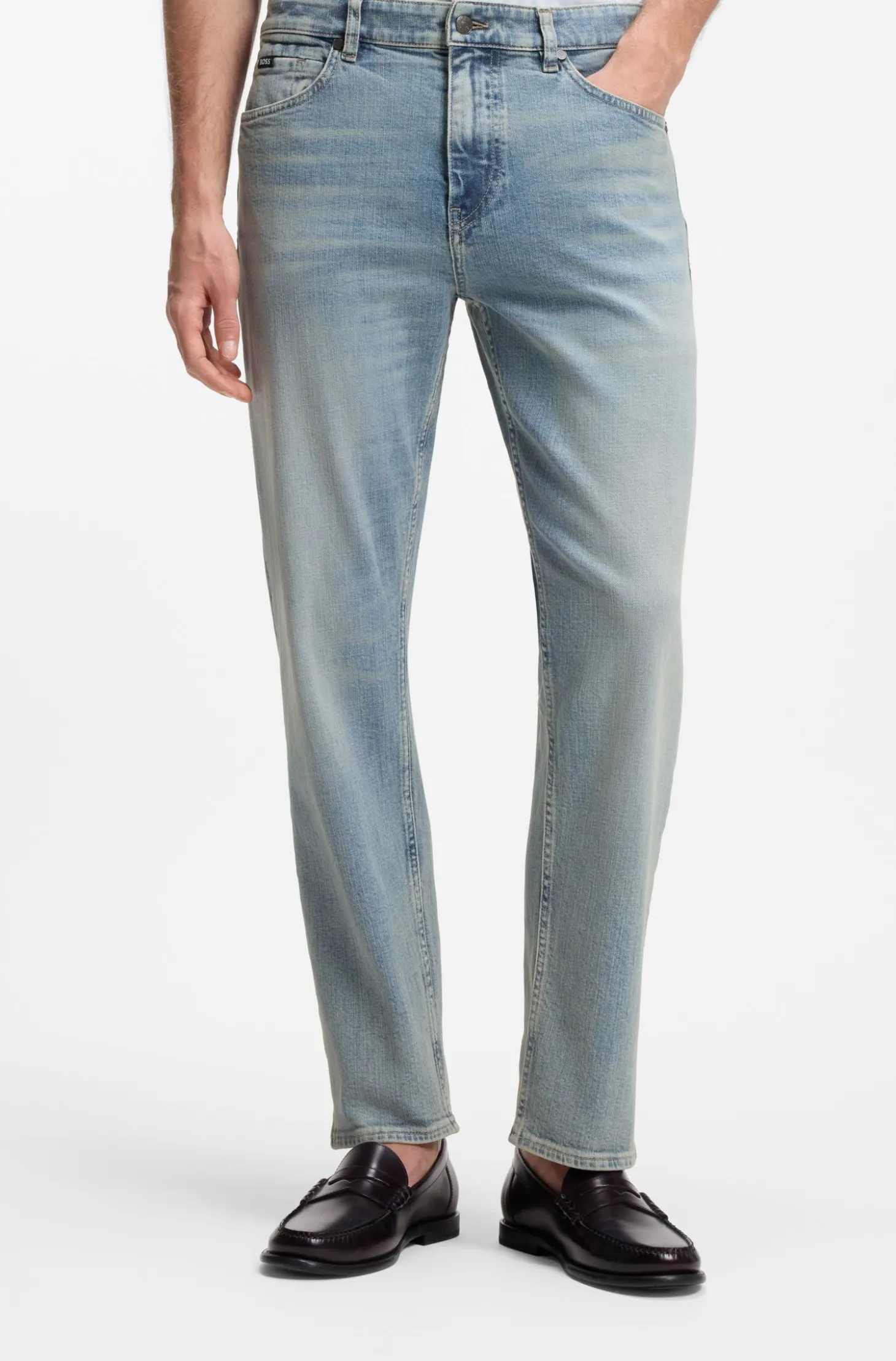 Straight-Fit Jeans aus blauem Stretch-Denim