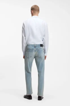 Straight-Fit Jeans aus blauem Stretch-Denim