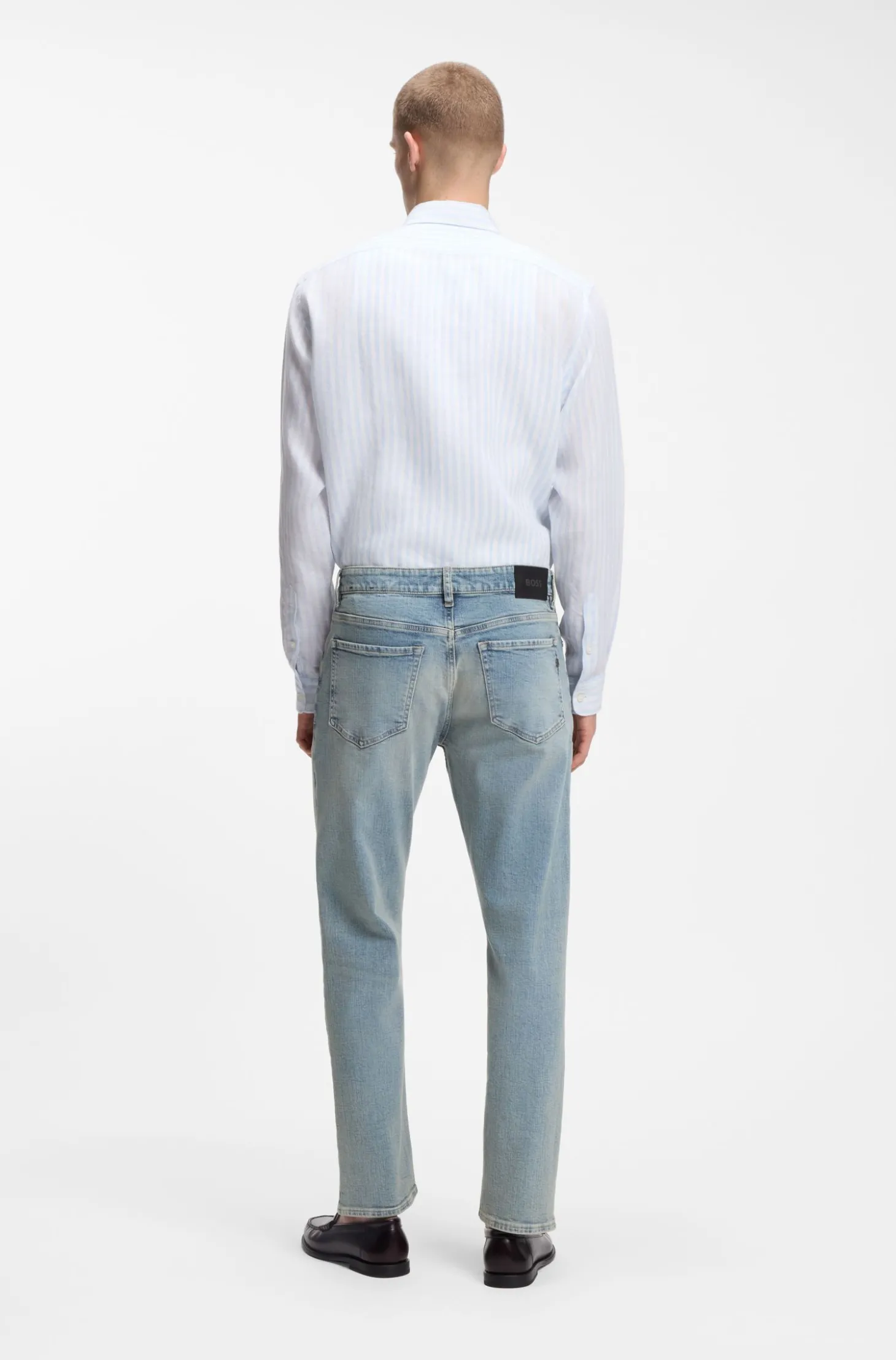 Straight-Fit Jeans aus blauem Stretch-Denim