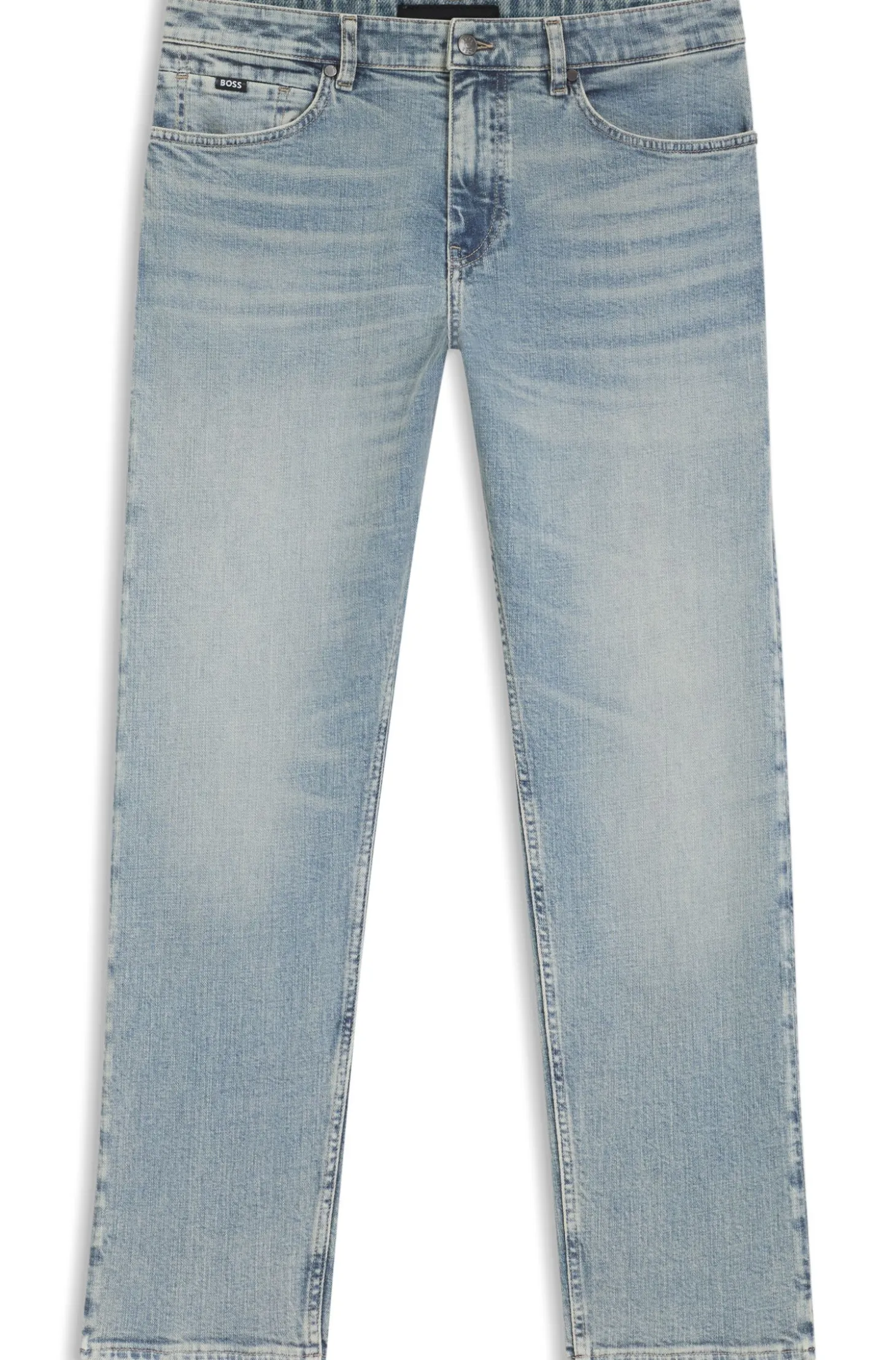Straight-Fit Jeans aus blauem Stretch-Denim
