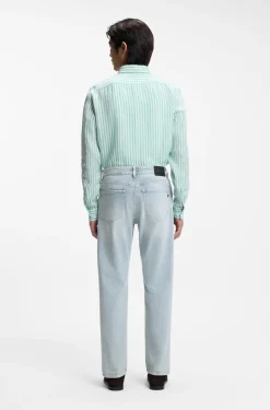 Straight-Fit Jeans aus blauem super-softem Stretch-Denim