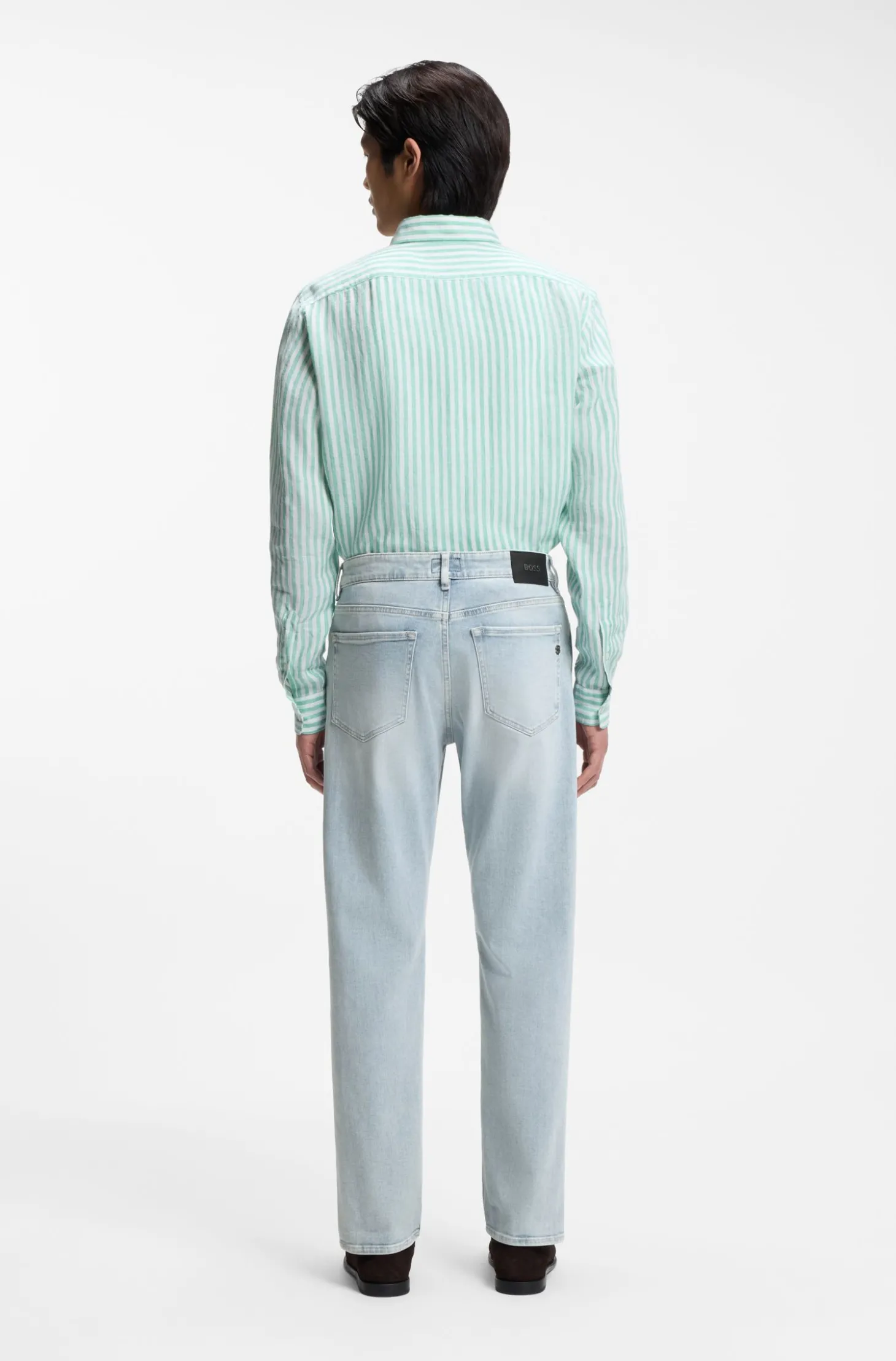 Straight-Fit Jeans aus blauem super-softem Stretch-Denim