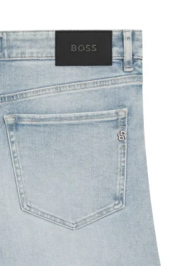 Straight-Fit Jeans aus blauem super-softem Stretch-Denim