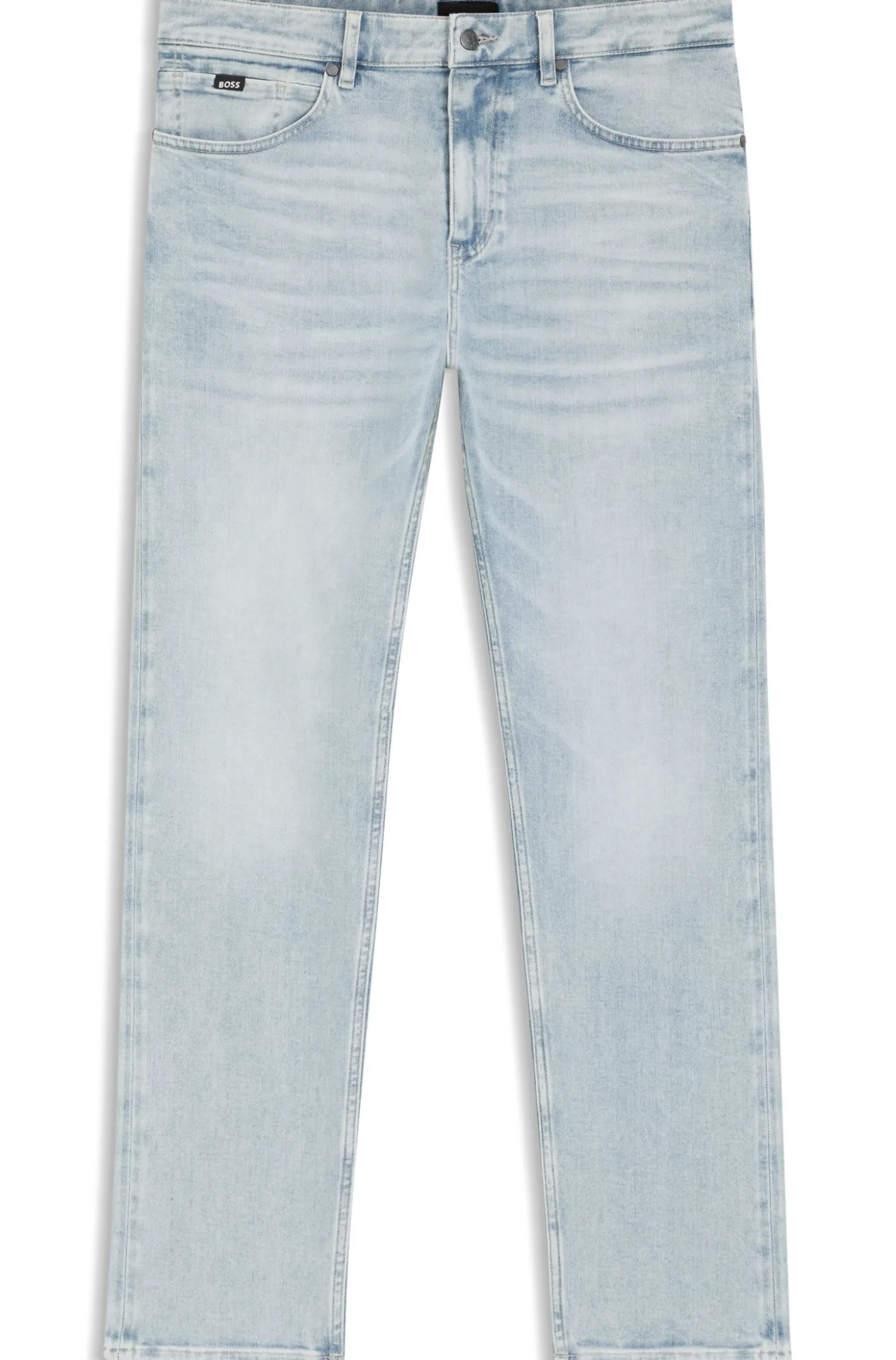 Straight-Fit Jeans aus blauem super-softem Stretch-Denim