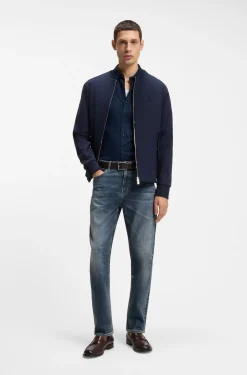Straight-Fit Jeans aus dunkelblauem Stretch-Denim