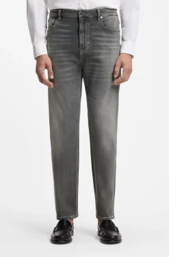 Straight-Fit Jeans aus grauem supersoftem Stretch-Denim