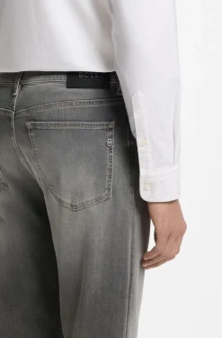 Straight-Fit Jeans aus grauem supersoftem Stretch-Denim