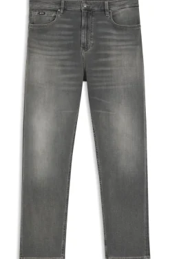 Straight-Fit Jeans aus grauem supersoftem Stretch-Denim
