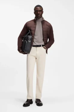 Straight-Fit Jeans aus italienischem Denim in Ecru