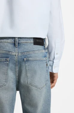 Straight-Fit Jeans aus leuchtend blauem Stretch-Denim