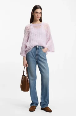 Straight-Fit Jeans aus mittelblauem Denim mit hohem Bund