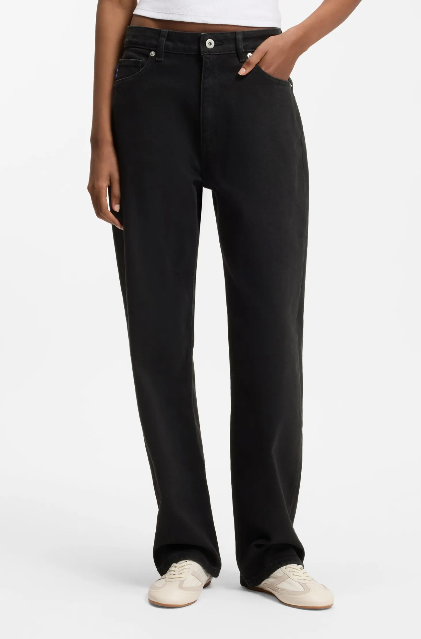 Straight-Fit Jeans aus schwarzem Stretch-Denim