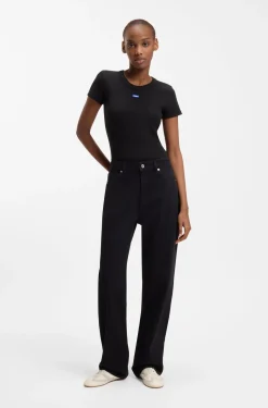 Straight-Fit Jeans aus schwarzem Stretch-Denim