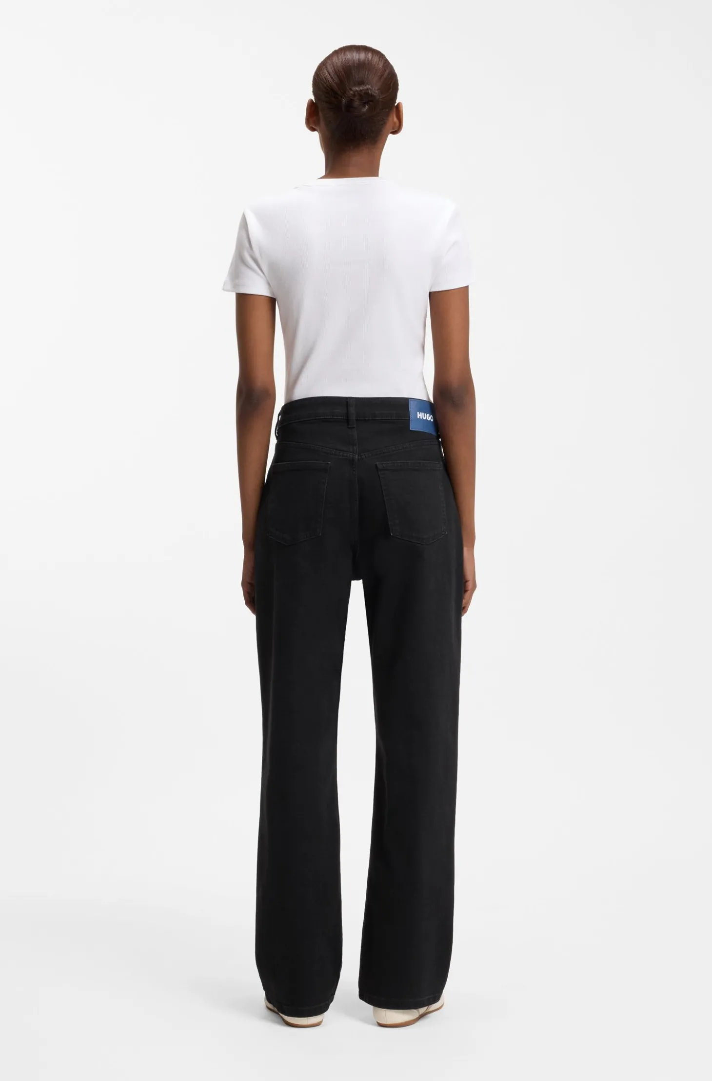 Straight-Fit Jeans aus schwarzem Stretch-Denim