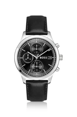 Stratus Chronograph mit schwarzem Lederarmband