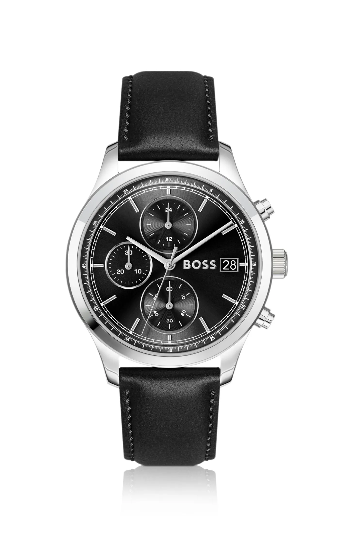 Stratus Chronograph mit schwarzem Lederarmband