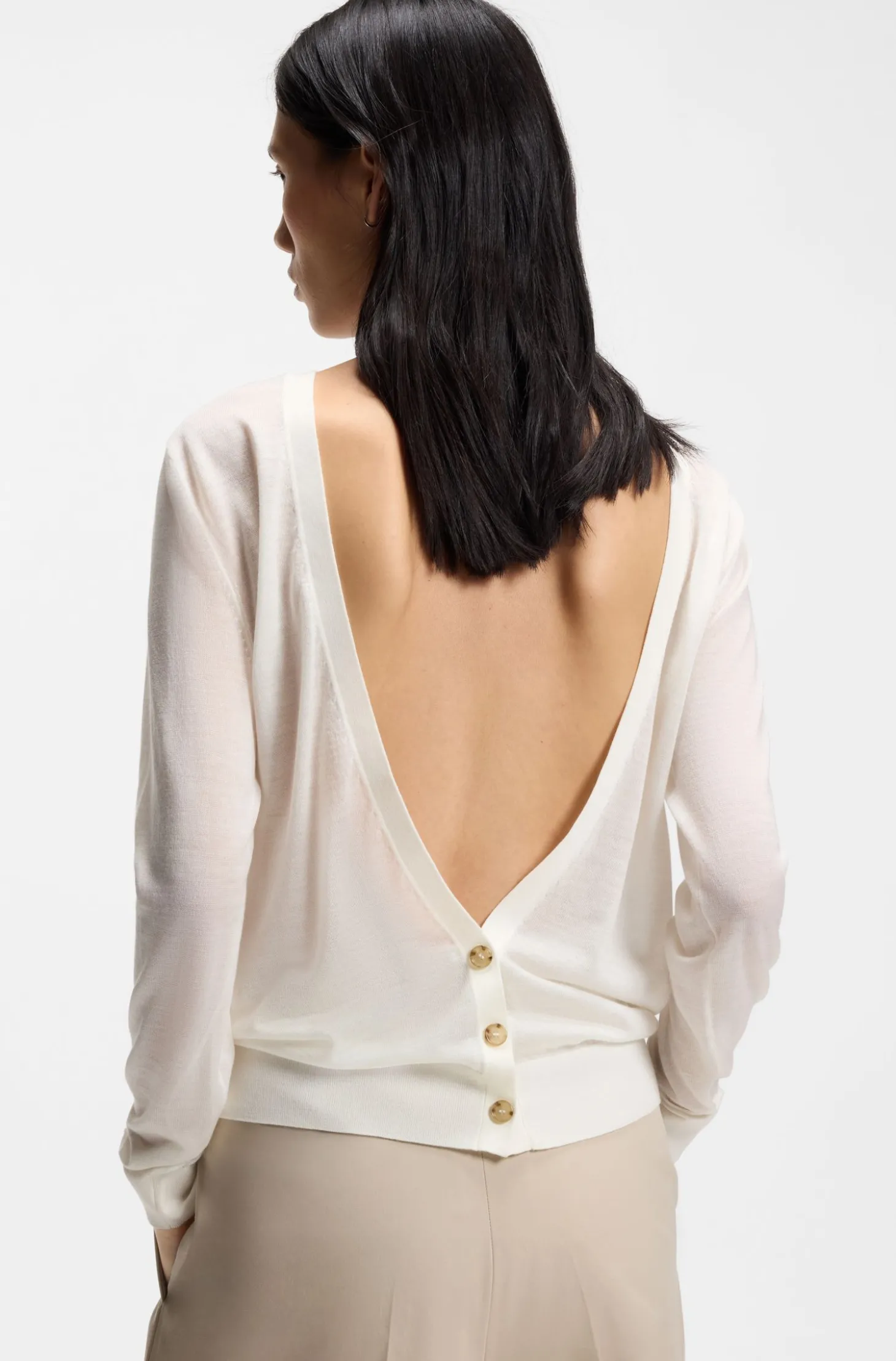 Strick-Cardigan mit Knopfverschluss hinten