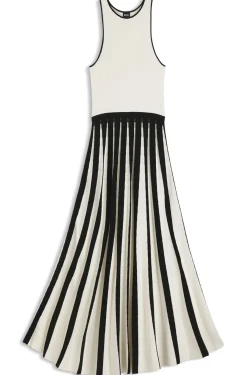 Strickkleid mit zweifarbigem Plissee-Rock