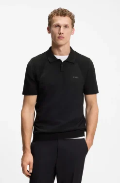 Strick-Poloshirt aus Baumwoll-Mix mit Bodymapping-Struktur