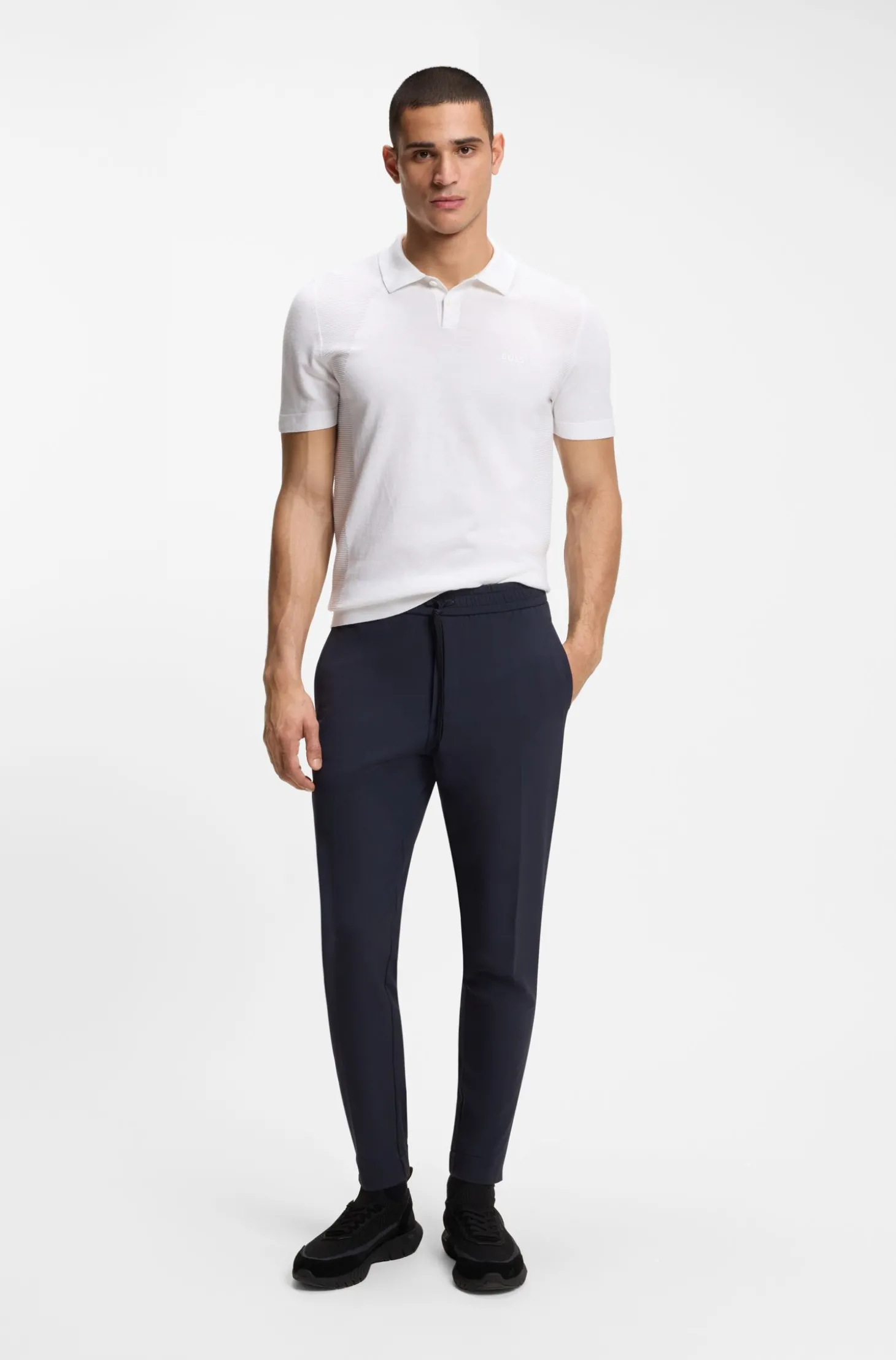 Strick-Poloshirt aus Baumwoll-Mix mit Bodymapping-Struktur