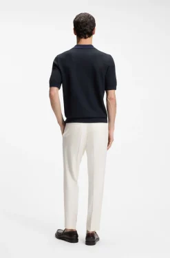 Strick-Poloshirt aus Baumwolle und Seide mit Johnny-Kragen