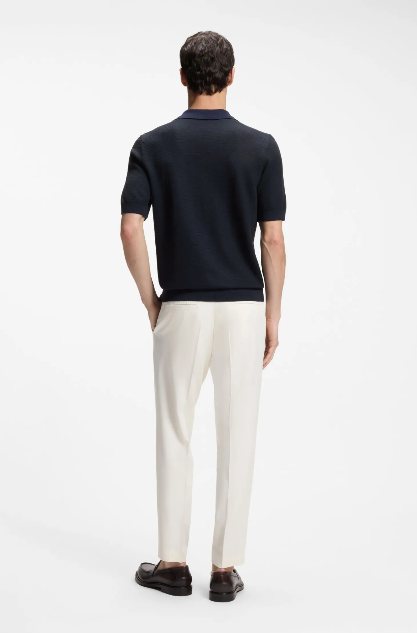 Strick-Poloshirt aus Baumwolle und Seide mit Johnny-Kragen