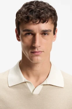 Strick-Poloshirt aus Baumwolle und Seide mit Johnny-Kragen