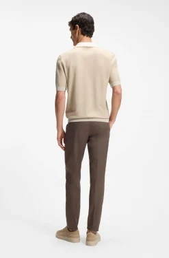 Strick-Poloshirt aus Baumwolle und Seide mit Johnny-Kragen