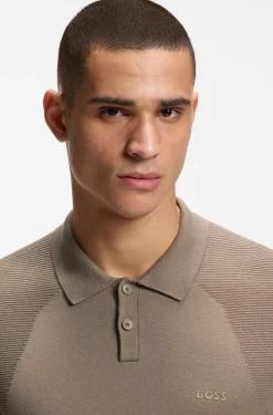 Strick-Poloshirt aus Baumwoll-Mix mit Bodymapping-Struktur