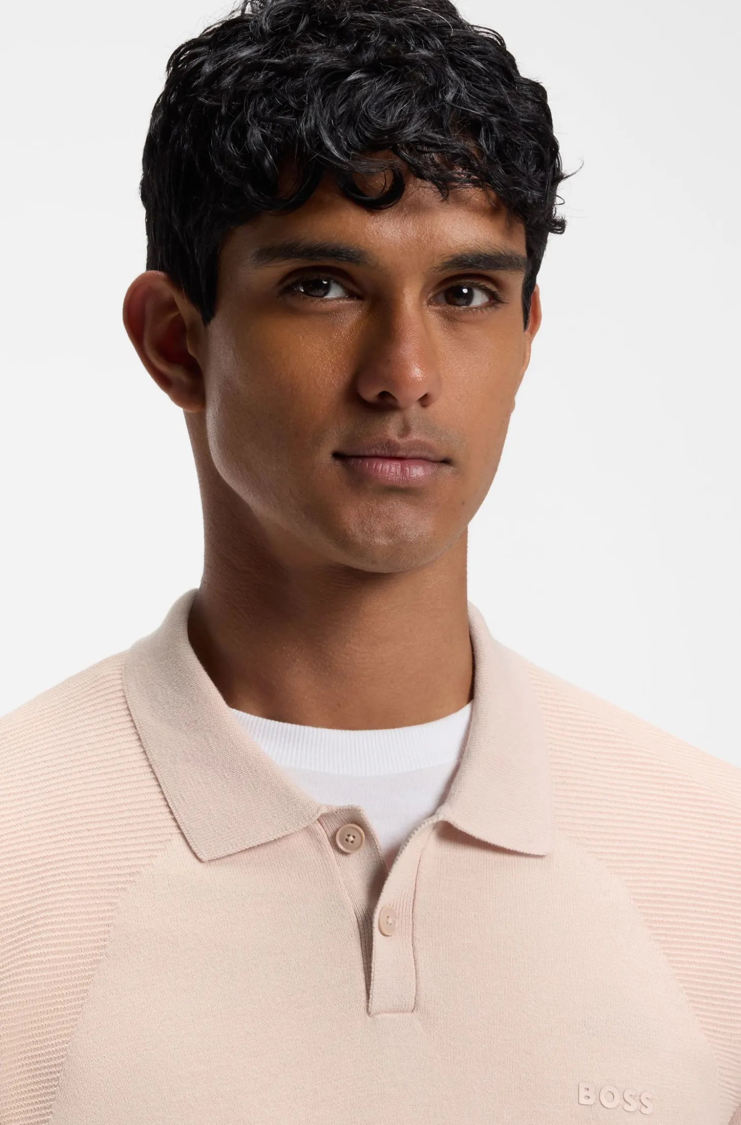 Strick-Poloshirt aus Baumwoll-Mix mit Bodymapping-Struktur