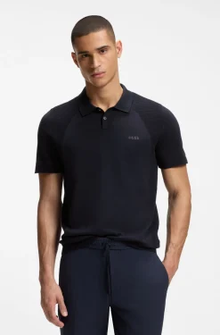 Strick-Poloshirt aus Baumwoll-Mix mit Bodymapping-Struktur