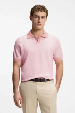 Strick-Poloshirt aus Baumwoll-Mix mit Querstreifen