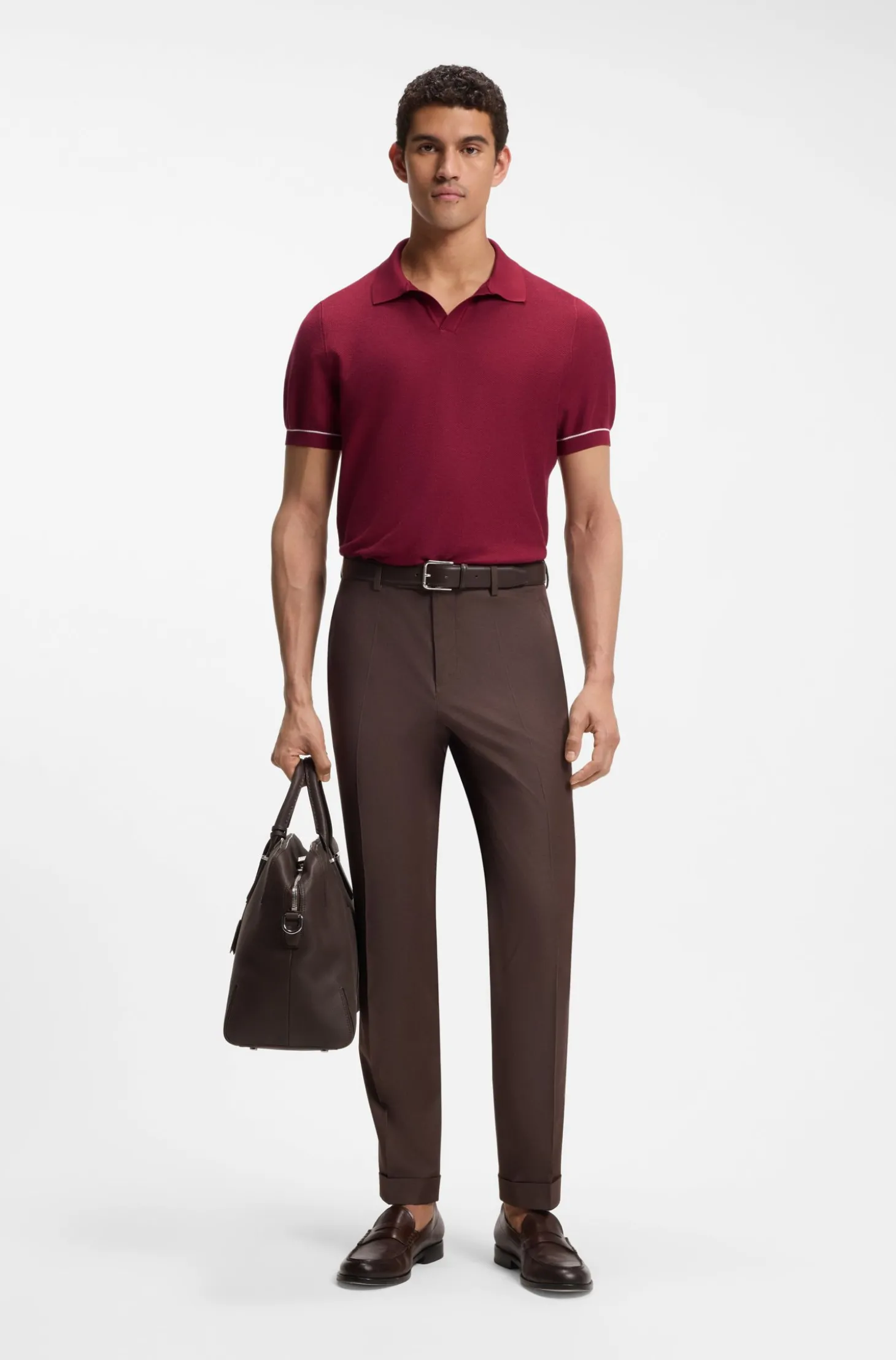 Strick-Poloshirt aus Baumwoll-Mix mit Querstreifen