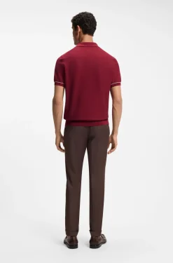 Strick-Poloshirt aus Baumwoll-Mix mit Querstreifen