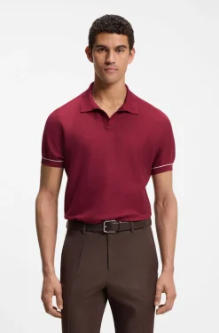 Strick-Poloshirt aus Baumwoll-Mix mit Querstreifen