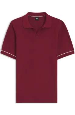 Strick-Poloshirt aus Baumwoll-Mix mit Querstreifen