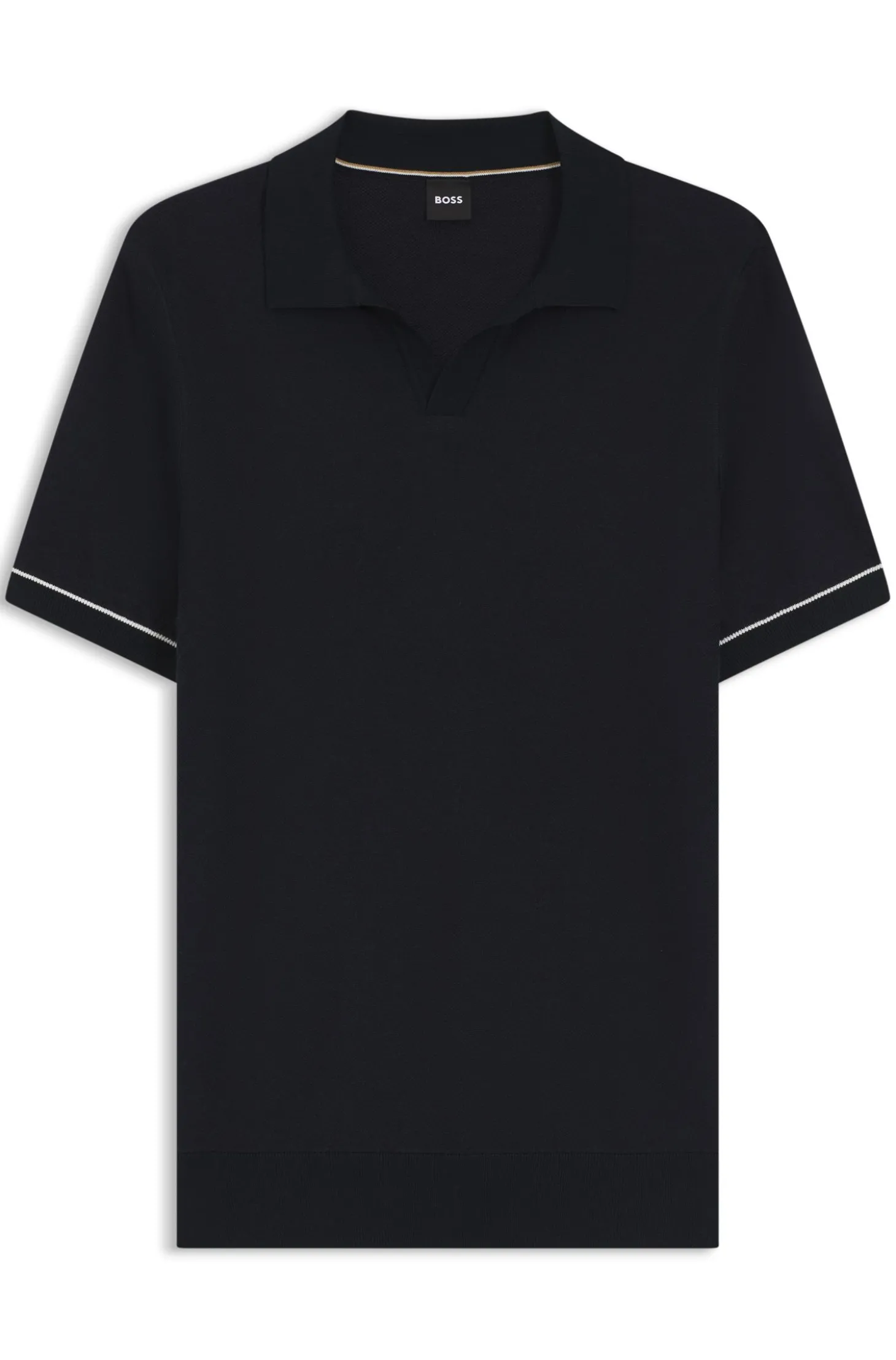 Strick-Poloshirt aus Baumwoll-Mix mit Querstreifen