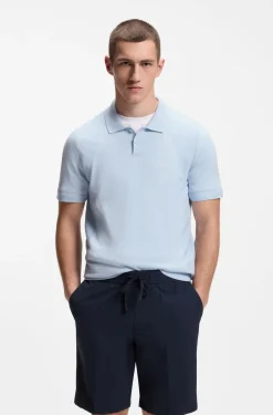 Strick-Poloshirt aus Baumwoll-Mix mit Bodymapping-Struktur