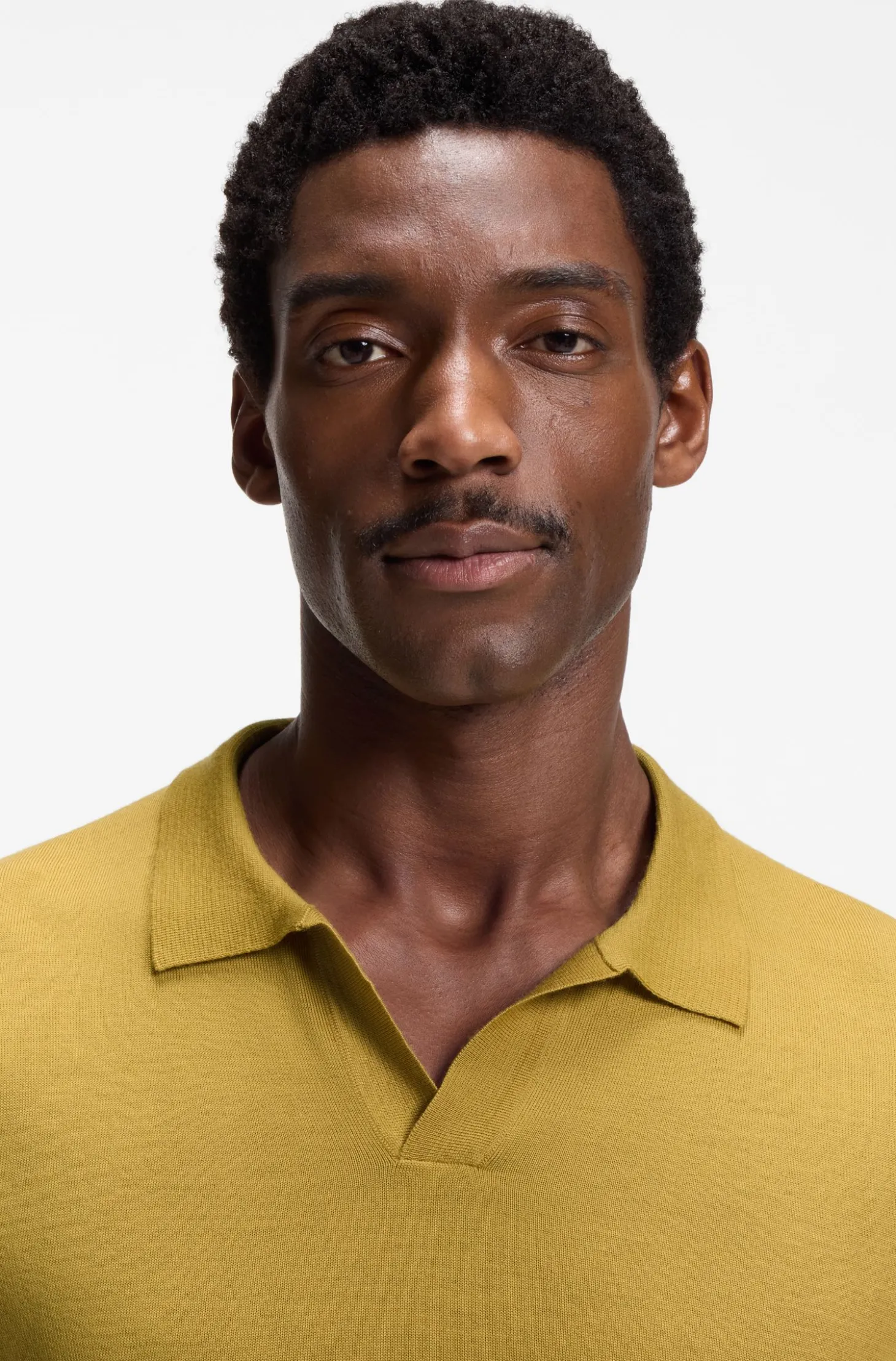 Strick-Poloshirt aus Merinowolle mit Johnny-Kragen