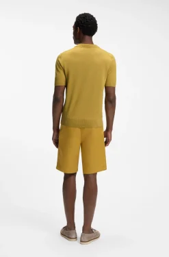 Strick-Poloshirt aus Merinowolle mit Johnny-Kragen